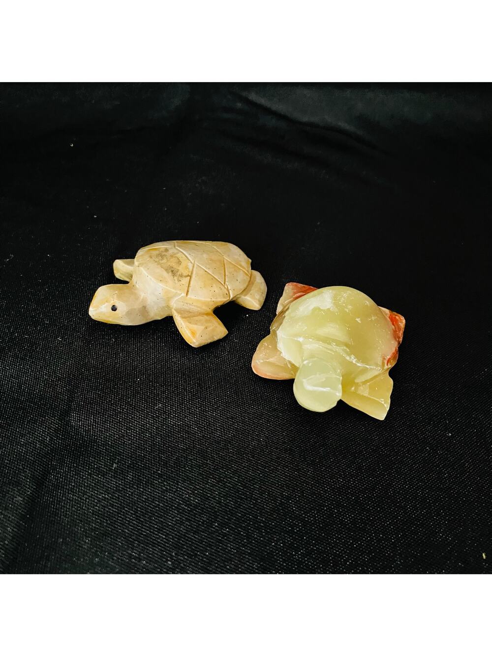 Carved Turtle Figurine Lot Marble Onyx & Soapstone Stone Turtles 2"